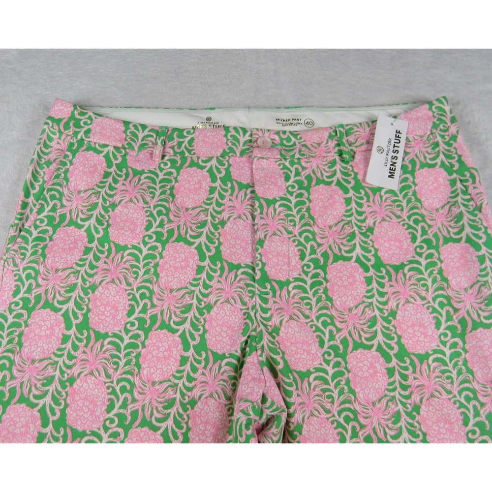 Lilly Pulitzer Mizner Pant Mens 40 Green Pink NWT Pineapple Stretch Trousers